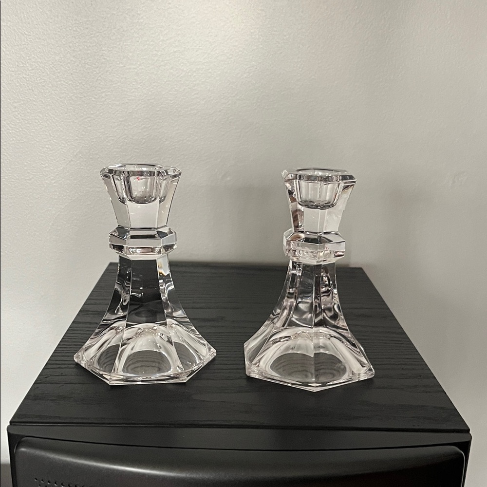Elegant Clear Glass Candle Holders